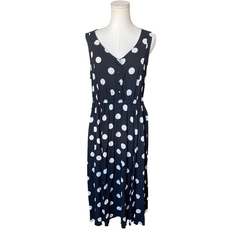 Torrid Black Challis Polka Dot Midi Dress Size L NWT Rockabilly Retro Chic - Picture 2 of 12